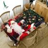 Christmas Tree Tablecloth Santa Claus Gift Rectangular Round Table Cover Towel Holiday Decor