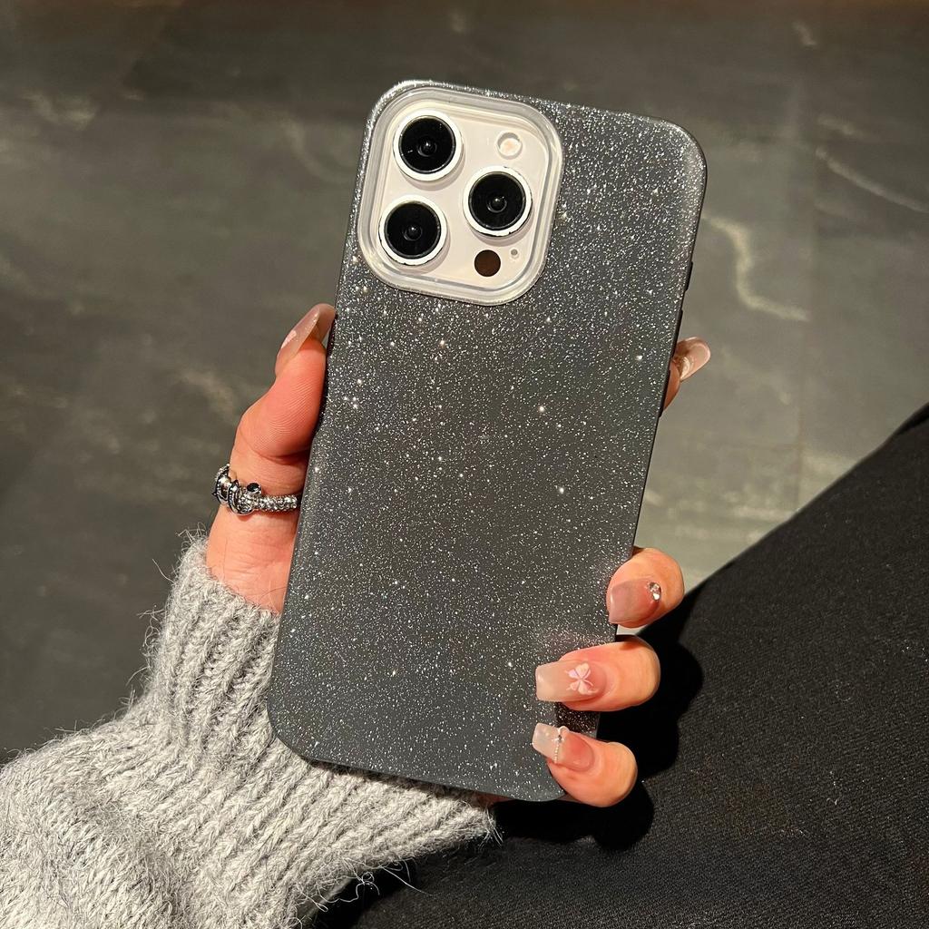 Glitter Solid Color Phone Case for iPhone 15 14 13 Pro Max Sparkly Shockproof Cover