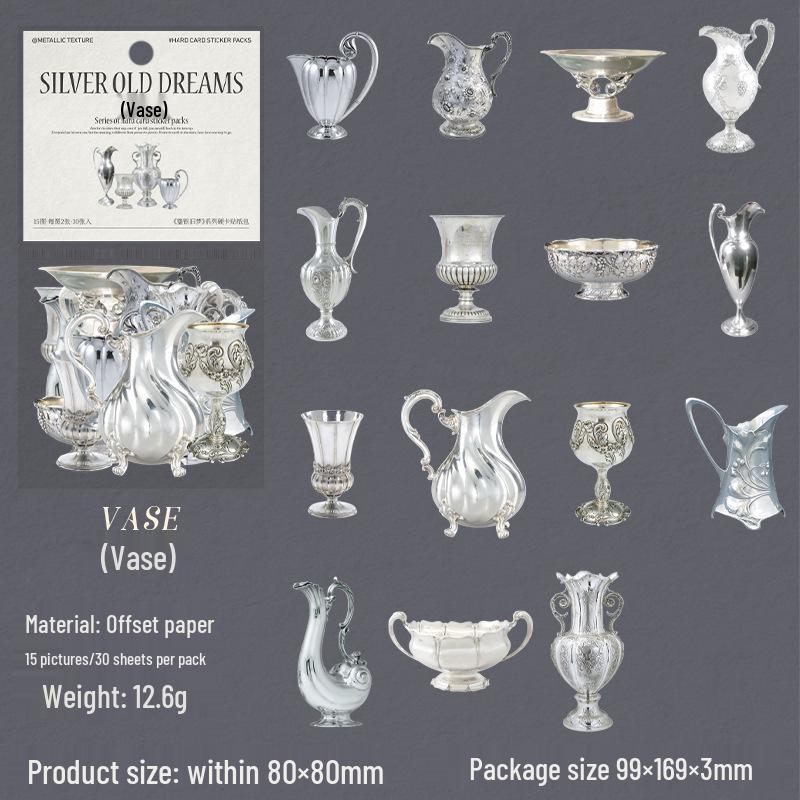 Antique Silver Tomato Sauce Girl Sticker Pack: 6 European Journal Decoration Styles вазы