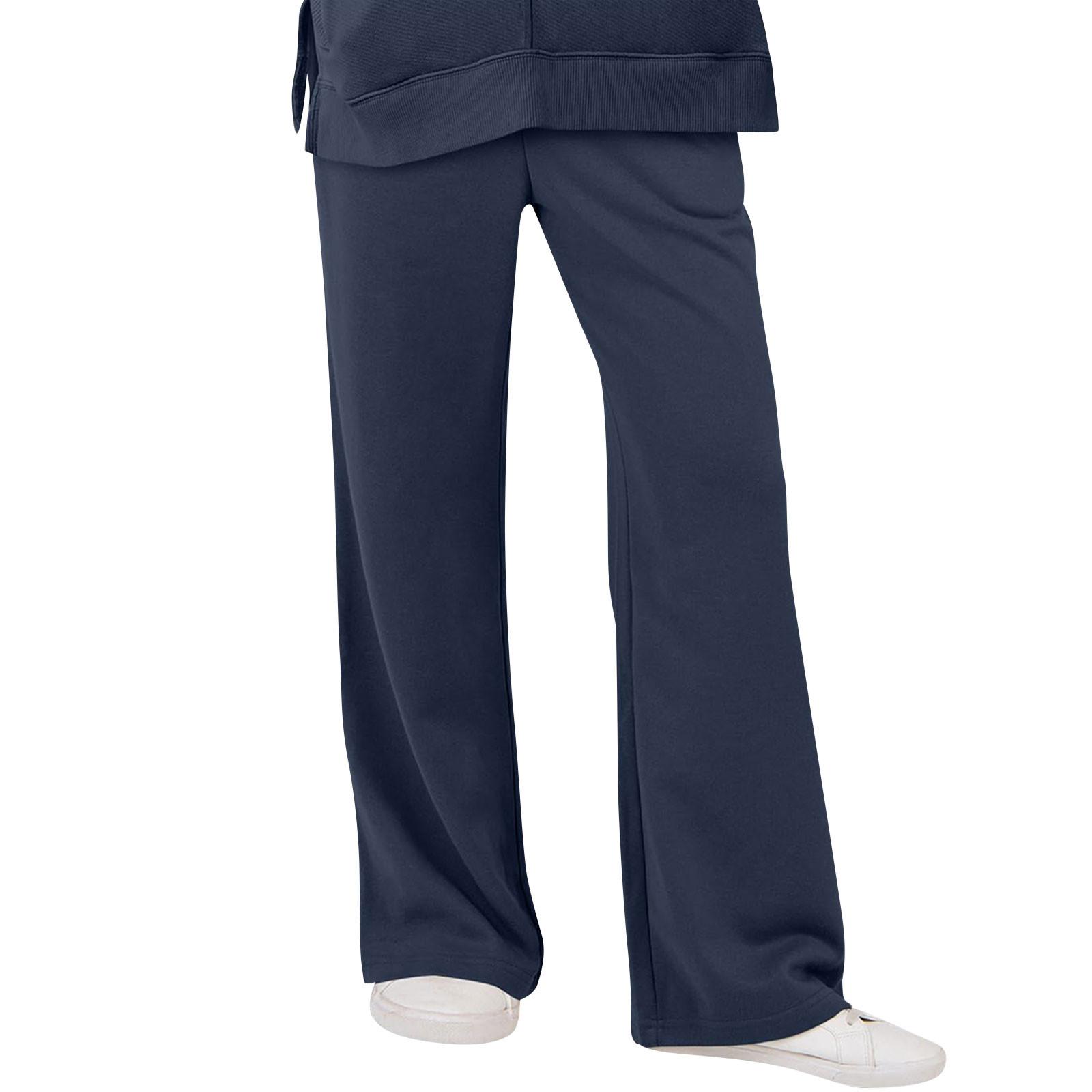 

Женские модные повседневные однотонные брюки с высокой талией и эластичным поясом, свободные брюки с карманами и подкладкой, спортивные брюки XXL тёмно-синий