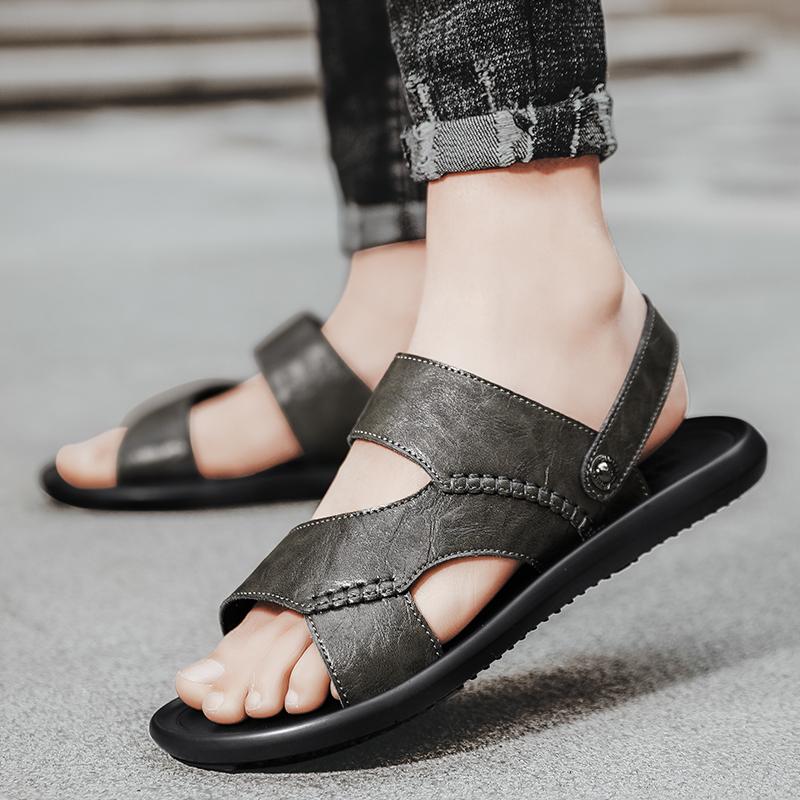 Fashion2024 Black Summer Sandals for Man Leather Sandals Men Luxury Sandals Man White Casual Shoes Men Zapatos De Hombre Sandalias
