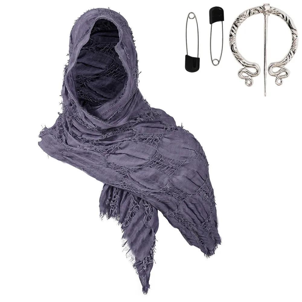 Medieval Cloak Cape with Viking Brooch - Hooded Shawl Scarf for Halloween Costumes, Streetwear & Pop Culture Events