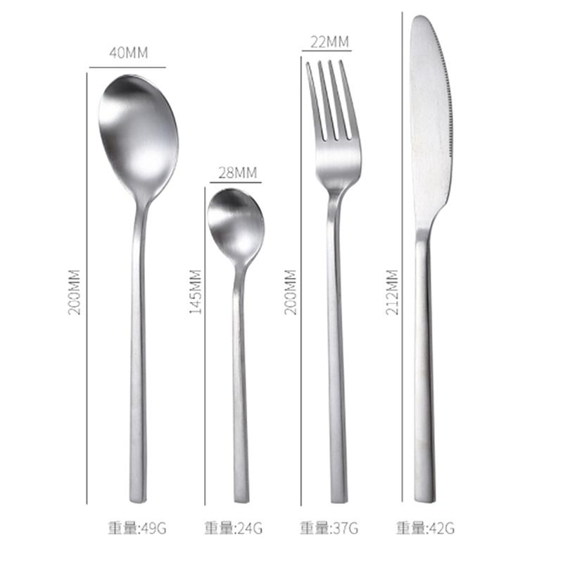 

Утолщенная нержавеющая сталь квадратная ручка столовые приборы матовая посуда столовый нож салатная вилка десертная ложка серебро для кухни