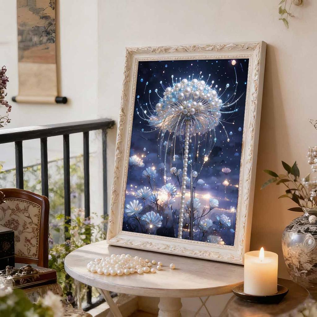 5D Frameless Pearl Painting Dandelion Diy Handmade Sticky Diamond Creative Canvas Art Painting Bedroom Decoration Living Room Hanging Painting