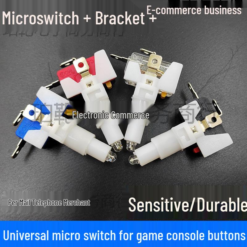 

Micro Switch for Claw Machine Game: Silver Contact Point Button Accessories Micro Switch + Slot Bracket + Light