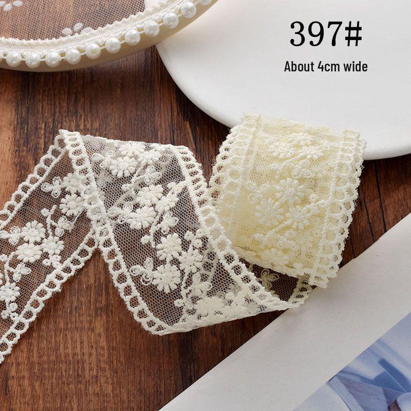 Handmade Mesh Embroidery Lace Flower Fabric Trim for Hair Accessories, Bows, Clips, and Headbands