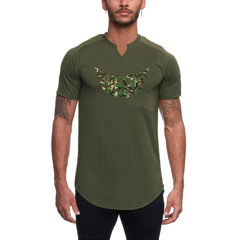 Muscleguys American Fitness Loose Short Sleeve Running Breathable T-shirt V-Neck Handsome Tops