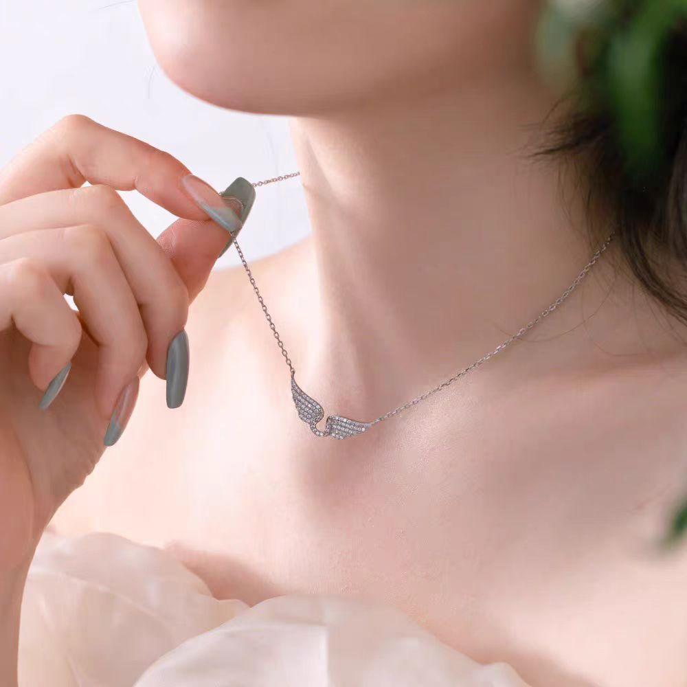 Angel Wing Rhinestone Inlaid Clavicle Necklace Fashion Charm Jewelry