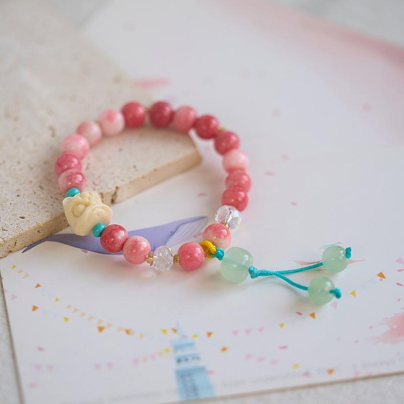Jingdezhen ceramic bracelet batch goods, national style girls small fresh pink flower bracelet, versatile new Chinese bracelet.