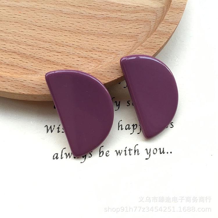 Morandi Color Geometric Semicircular Resin Patches DIY Handmade Earrings Hair Clips Jewelry Making Accessories