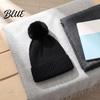 Cozy Fleece Lined Thick Cuffed with Fluffy Knitted Hat Style Winter Fur Ball Warm Cap