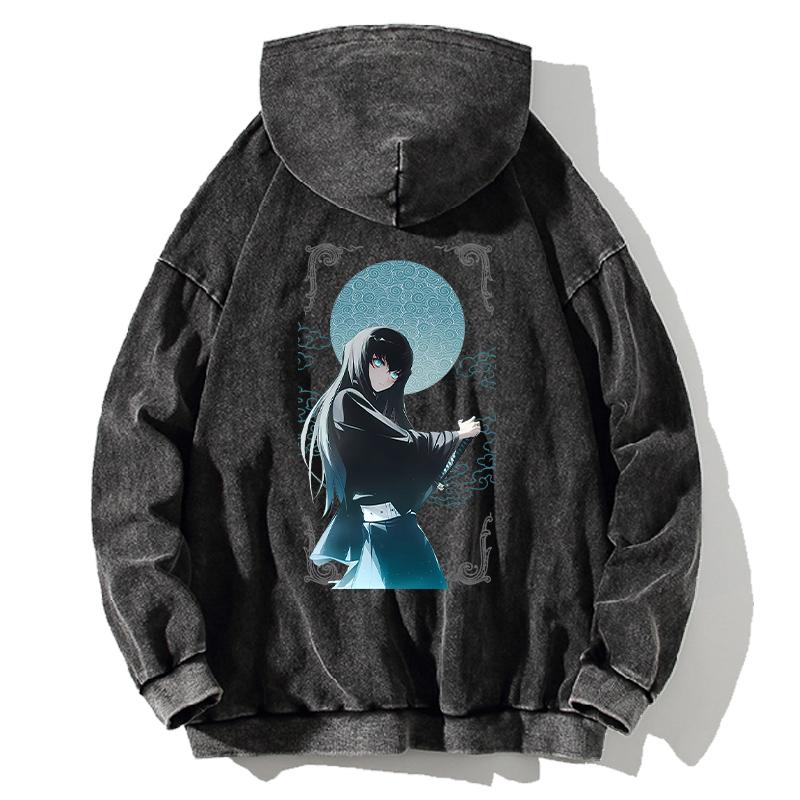 Tokitou Muichirou Print Hooded Anime Demon Slayer Streetwear Men Women Washed Cotton Hoodies Loose Pullover Harajuku Sweatshirt