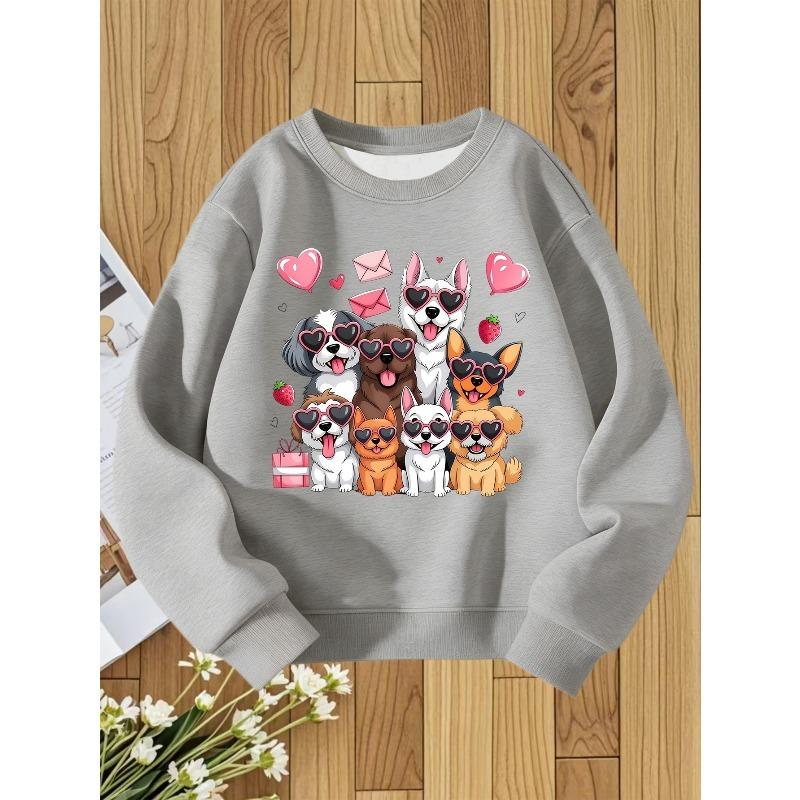 European sizes Kids' Round Neck Sweatshirt with Fashionable Print, a Versatile Top
