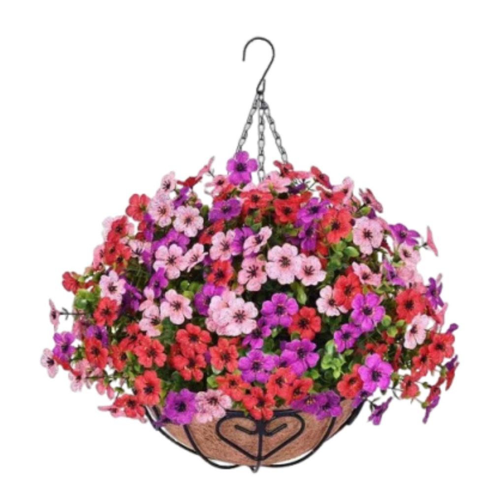 Artificial Flowers Basket Flower Centerpieces DIY Chain Flower Pot Hanging Plant Plant Hanger for Lawn Porch Garden Yard Home