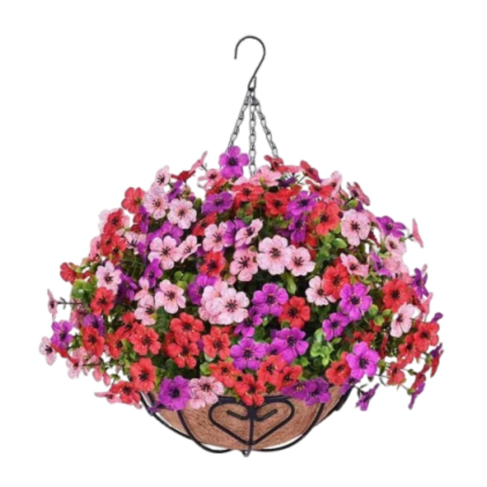 

Hanging Artificial Flowers Basket Flower Centerpieces Hanging Basket DIY Chain Flower Pot for Outdoor Indoor Patio Balcony Decor
