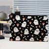 Student Stationery Pencil Pouch Cosmetic Bag, Halloween Pattern Print Makeup Canvas Anti Pilling Bag Zipper Pouch, for Change Data Cable Storage