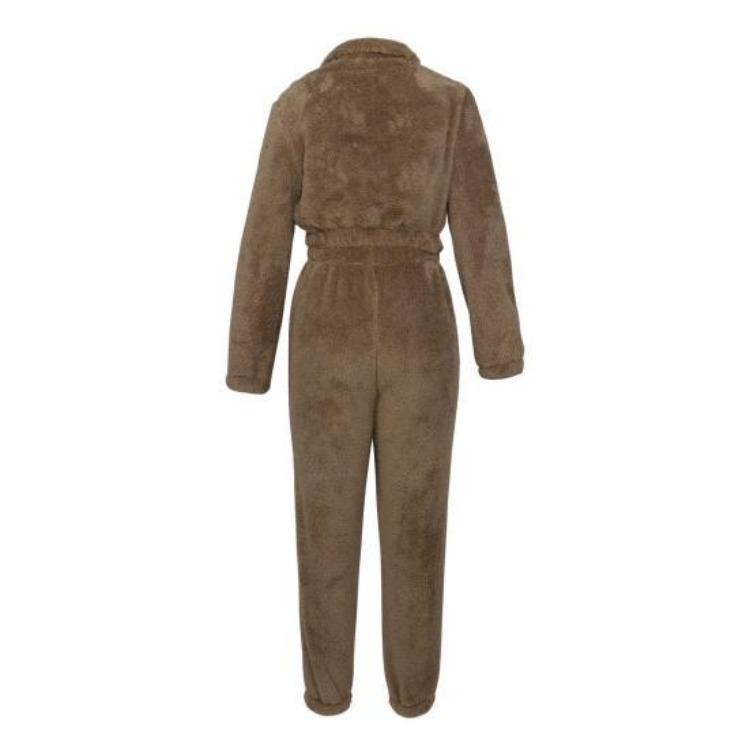 Set Trening Plușat Culoare Solidă pentru Femei 2 Bucăți Top cu Mânecă Lungă și Guler Ridicat și Pantaloni Groși cu Talie Elastică Îmbrăcăminte Sport