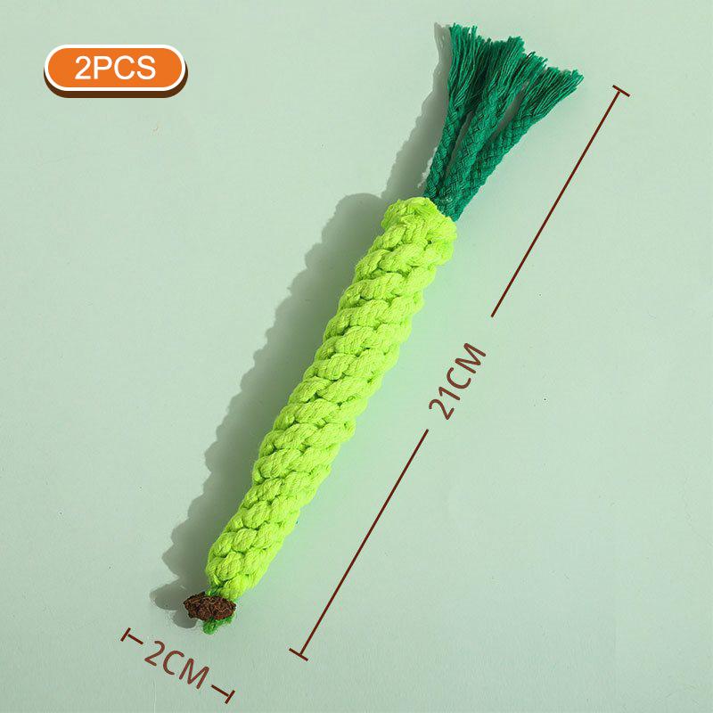 2 Stücke Karotten Hundebissseil Haustier Hundespielzeug Sicheres, langlebiges Hundekauspielzeug Beständiger Biss Welpen Molarenreinigungszähne Baumwollseil