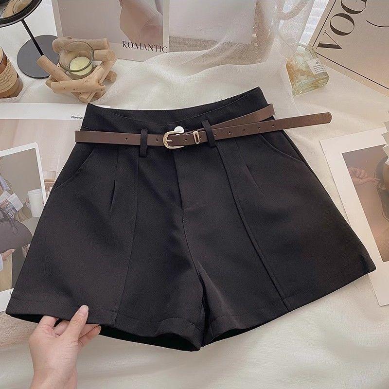 

2025 Spring/Summer Plus Size High Waist Wide Leg Shorts - Women s Slimming Hong Kong Style 2XL чёрный