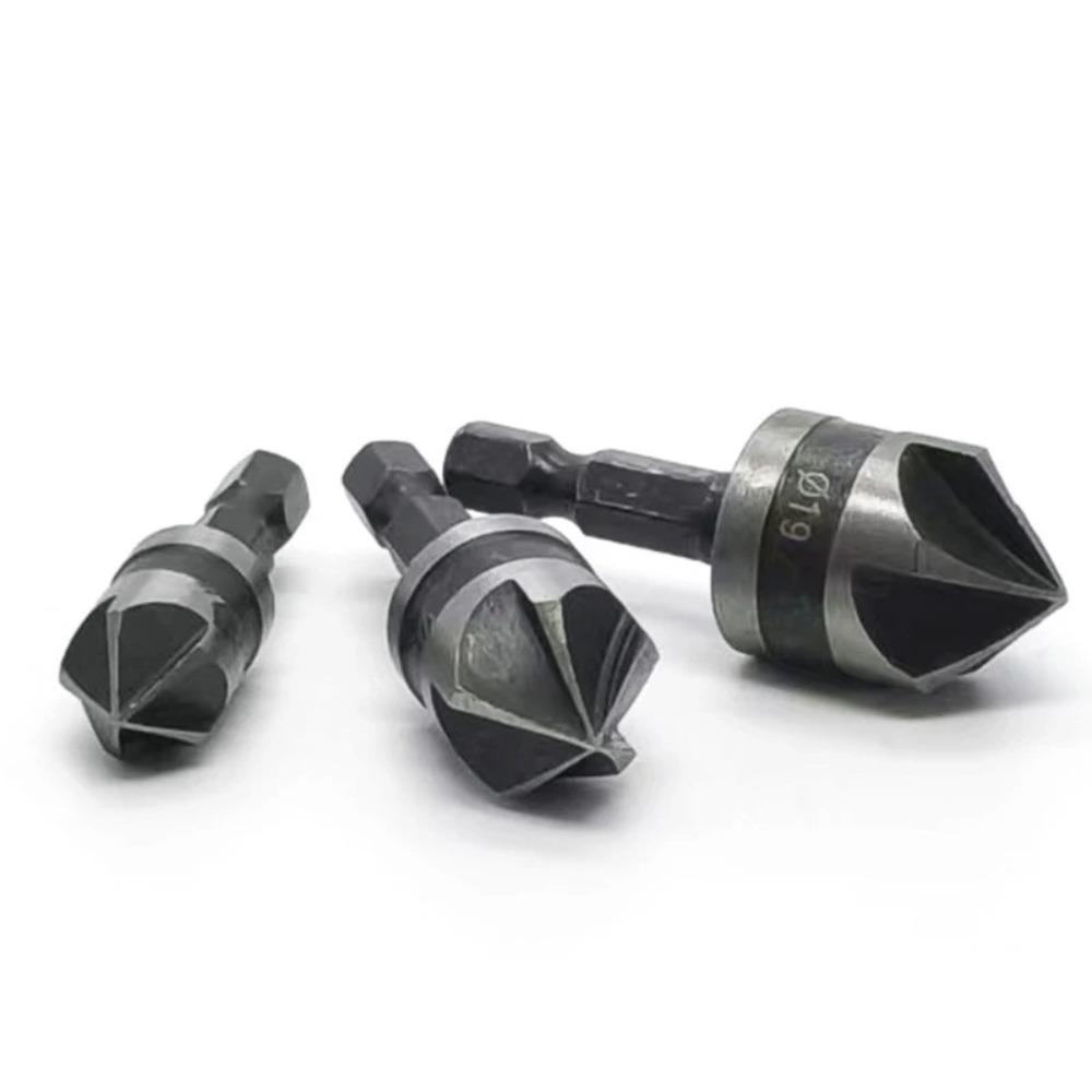 3pcs/1Set 12/16/19mm Countersink Drill Hexagonal Shank Deburring Chamfering  Woodworking Hole Opener