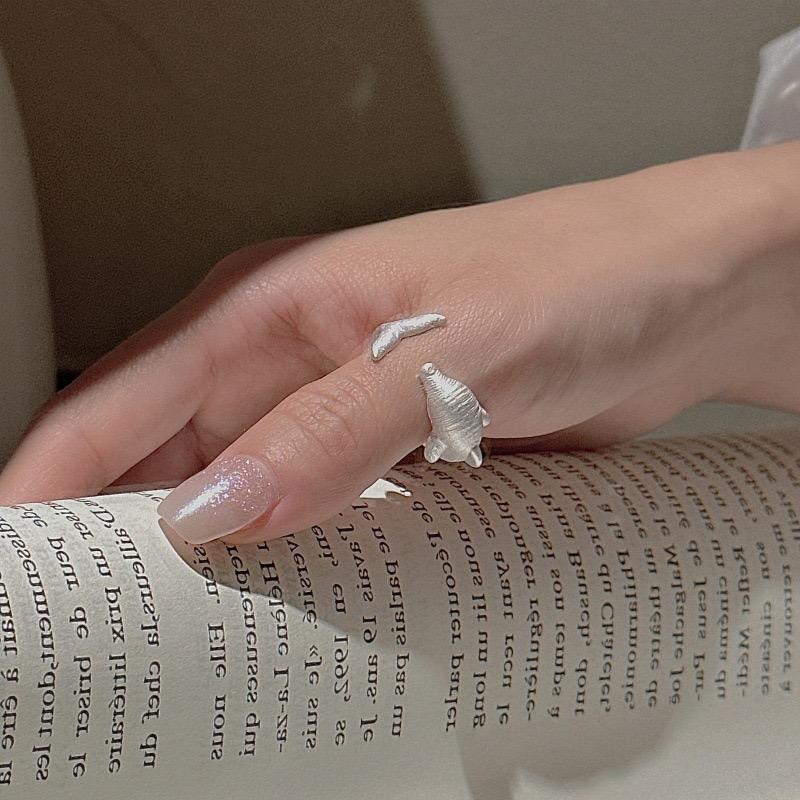 925 Sterling Silver Rings For Women Geometric Fine Jewelry Finger Adjustable Geometric Dolphin Ring For Party Birthday Gift