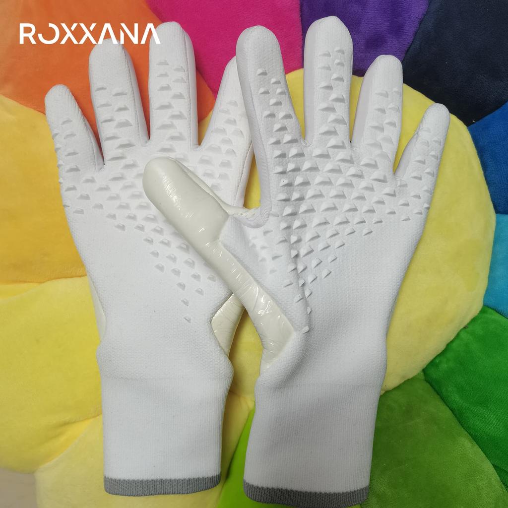 ROXXANA Torwarthandschuhe sind atmungsaktiv, strapazierfähig und haben eine gute Rutschfestigkeit. Sie eignen sich für Fußballtrainingsspiele für Erwachsene.