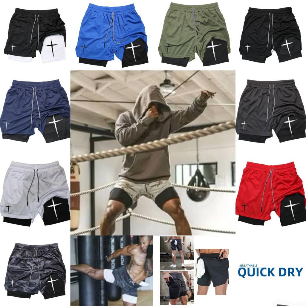 Cruce Creștin Dumnezeu Muay Thai Kick Boxing UFFC MMA Șorturi Bărbați Femei Unisex Strat Dublu Uscare Rapidă Respirabil Antrenament Sport Sală de Gimnastică Fitness