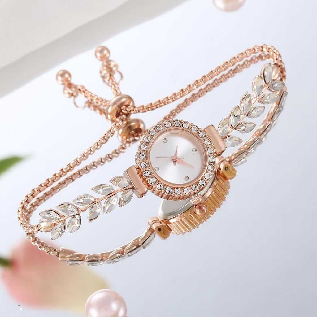 Ladies Quartz Watch Rhinestone Women's Watch Small Dial Slim Bracelet Free Adjustment Accessories Quartz Watch