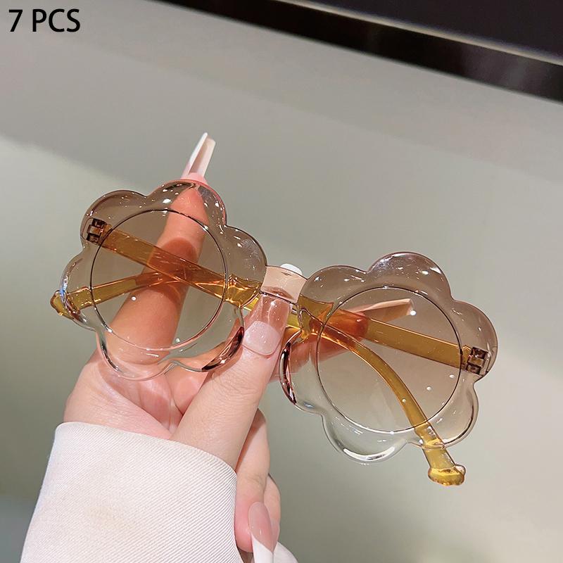 1/7 Pcs Flower Shaped Sunglasses for Children Stylish Gradient Multi-color Kids Shades  Ins Trendy Cute Decor Sun Glasses