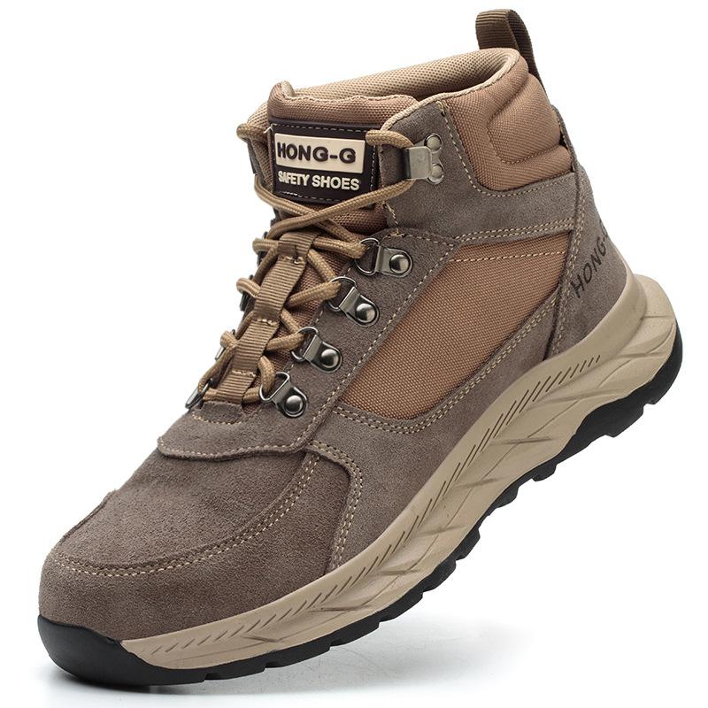 High Top Men's Safety Shoes with Steel Toe Cap Construction Site Work Shoes Sneakers Wear Resistant Rubber Labor Protection Shoe