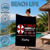 Custom Name Resident Umbrella Corporation Beach Towel Microfiber Beach Towel, Lightweight and Quick-Dry, for Summer Travel, Swimming Pool Gift