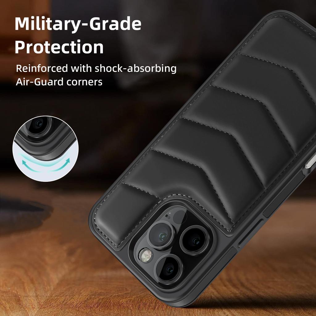 For iPhone 16 Pro Case Compatible with MagSafe RFID Blocking Card Slot Leather Back Cover