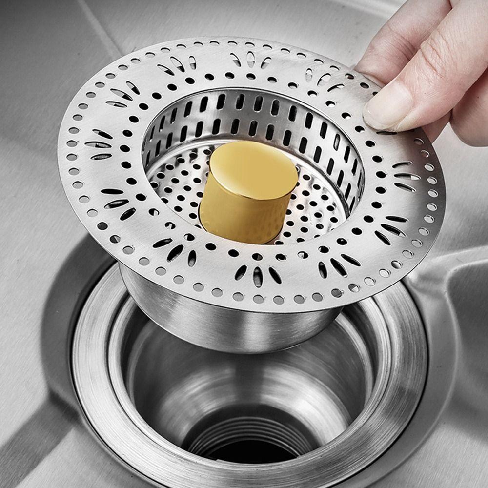Pop-Up Sink Leak Stopper Anti Odor Kitchen Anti-Clogging Practical Bounce Core Drainer