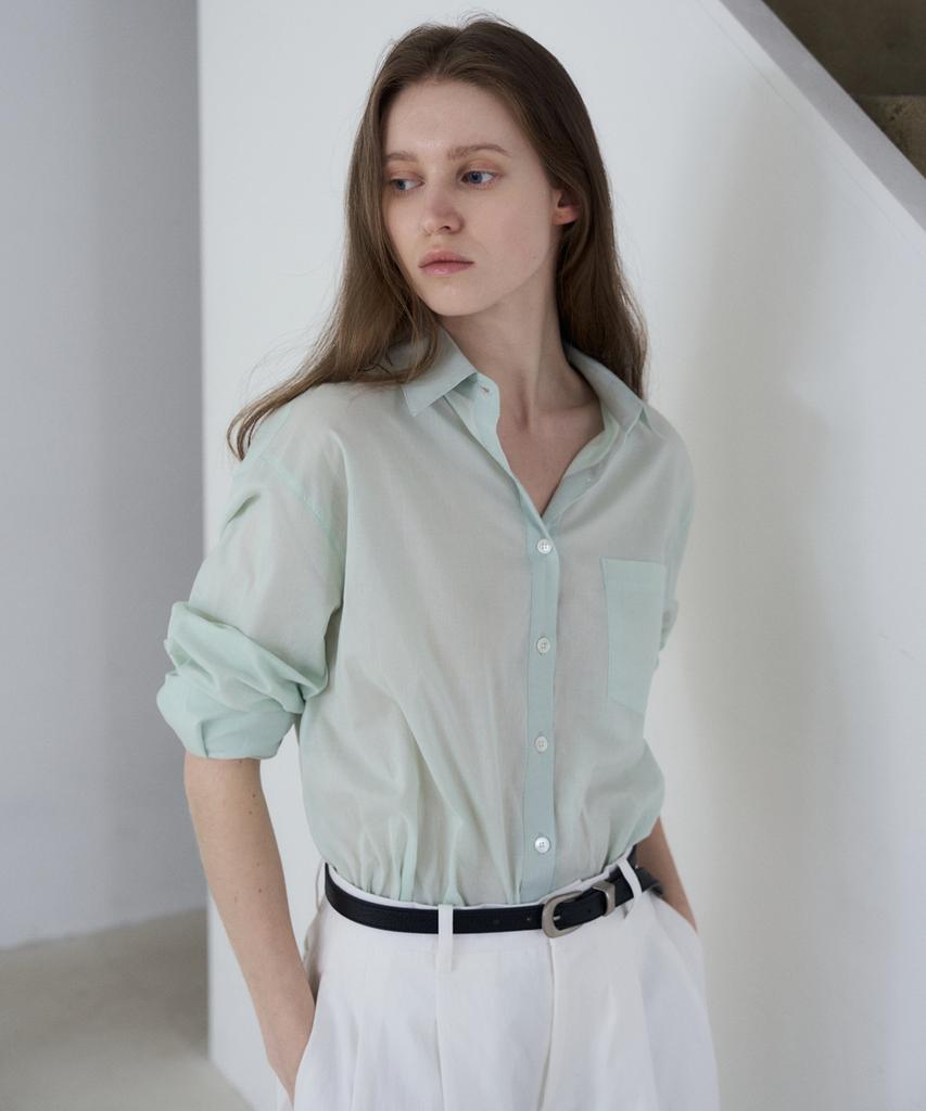FROMWHERE Soft Long Sleeve Shirt Mint