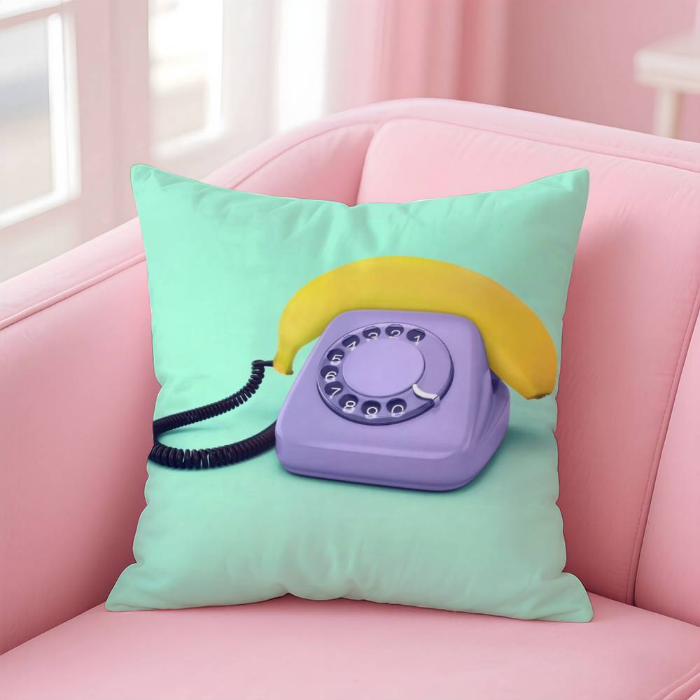 Creative Food Fruit Print Pillow Case Anti-dustmite Pillow Invisible Zipper Silky Short Plush Sofa Cushion Cover
