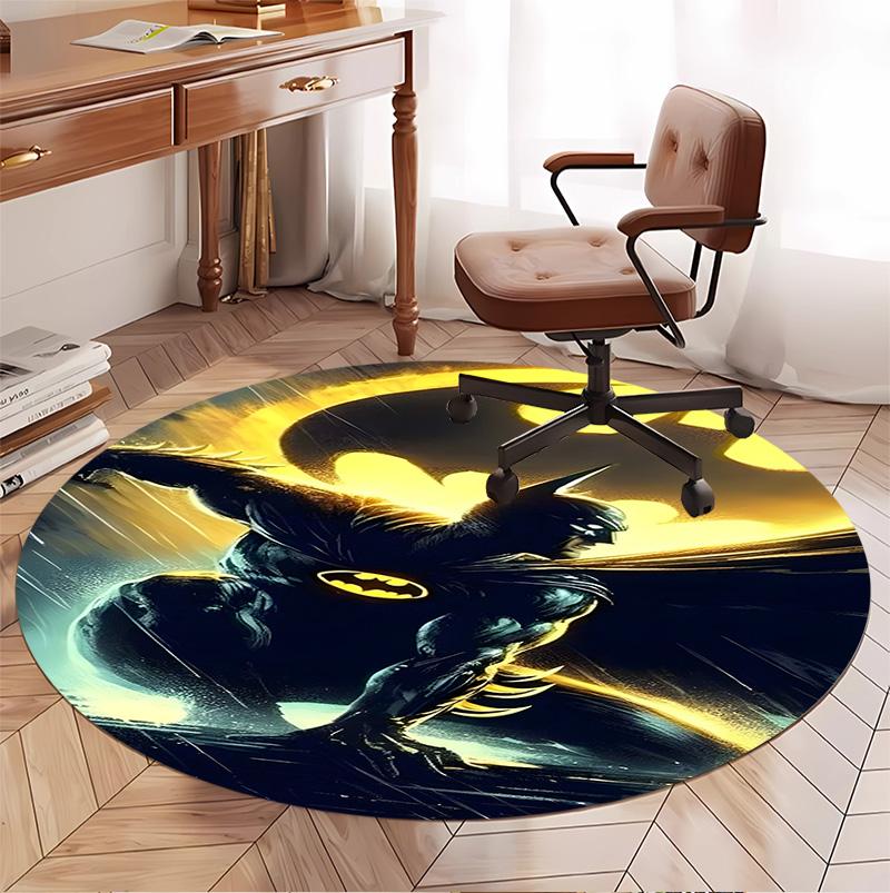 Batman Pattern Round Rug, Indoor/Outdoor Mat, for Picnic, Gameroom, Bedroom, Office, Living Room, Home Decor Carpet, Birthday Gift