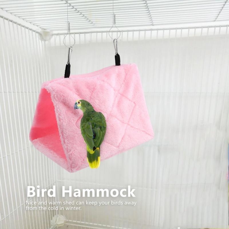 Weiche Plüsch Hängematte Hängen Käfig Zelt Für Vögel Papagei Winter Warme Bett Haustier Spielzeug (Grau M)