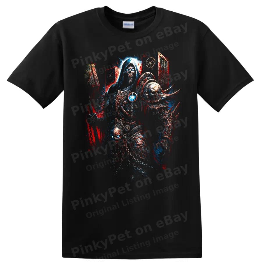Skull Reaper T Shirt w/ Haunted Clock Fantasy Gothic Horror Graphic Art Print