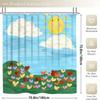 4pcs shower curtain set with 12 hooks - shower curtain, non-slip bath mat, toilet seat cover and U-shaped rug - machine