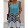 Plus Size Women's Dress Fashion 3D Plaid Print Sleeveless Elastic Round Neck Summer Dresses
