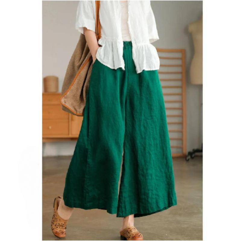 Spodnie dresowe damskie Wiosna i lato Casual Cotton Linen Home Wear Luźne spodnie damskie Spodnie z szerokimi nogawkami Baggy Fioletowe miękkie spodnie Capri