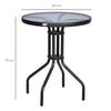 Bistro Coffee Table Outdoor Tempered Glass Top Table Garden Round Dining Table - 60cm Diameter