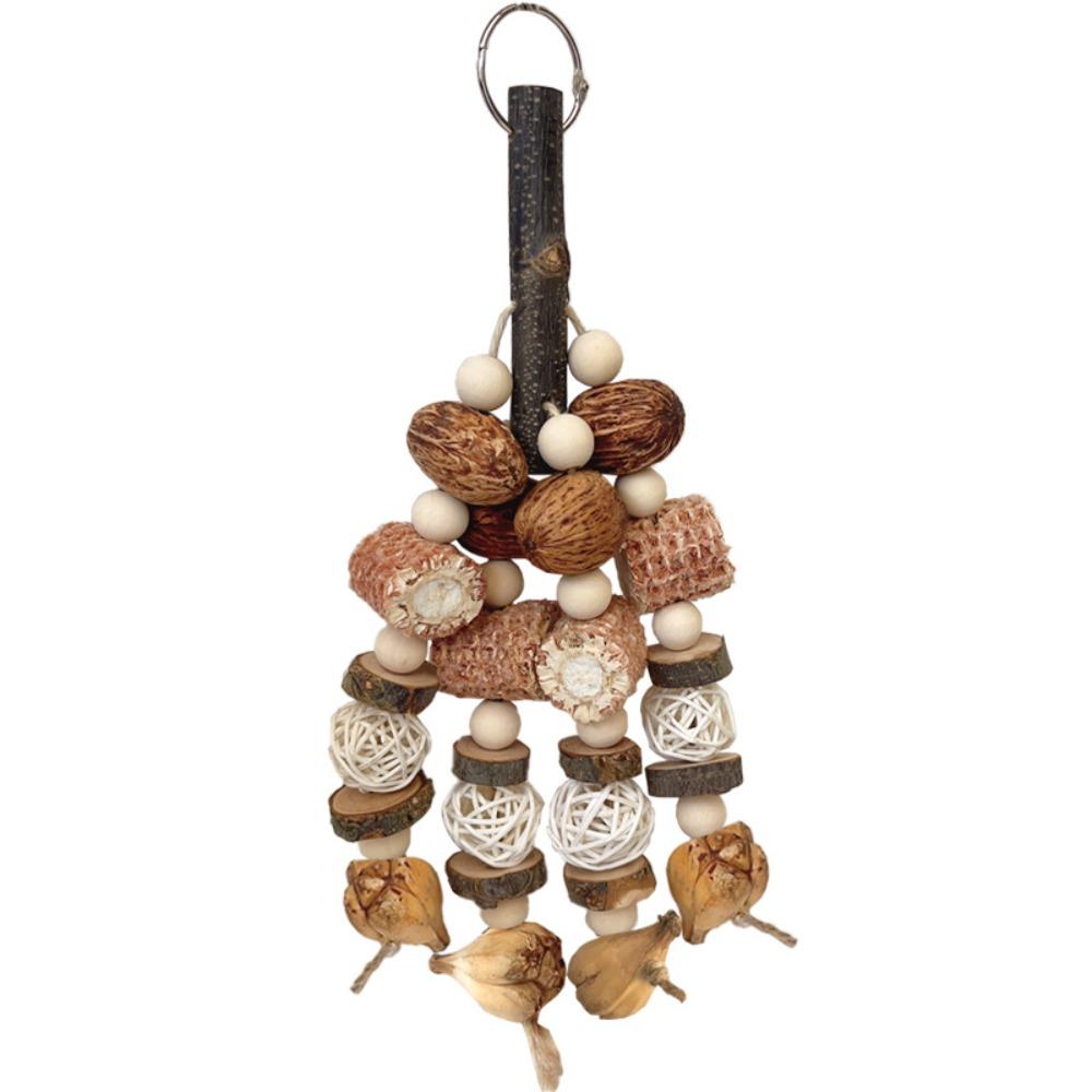 Natural Wood Bird Wood Nut Toy Corncob Bite Training Toy Parrot Chewing Toy  For Birds