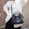 Pleciony Koszyk Warzywny ze Skóry Krowiej Torebka Damska Niszowy Design Wysokiej Klasy Torba Cross-body Skórzana Torba Tote Kubełek