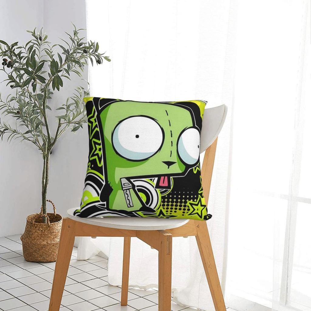 Invaders Zims Cartoon Square Pillow Case Cushion Covers Funny Zippered Decor Throw Pillow Case Cover For Home 40X40Cm