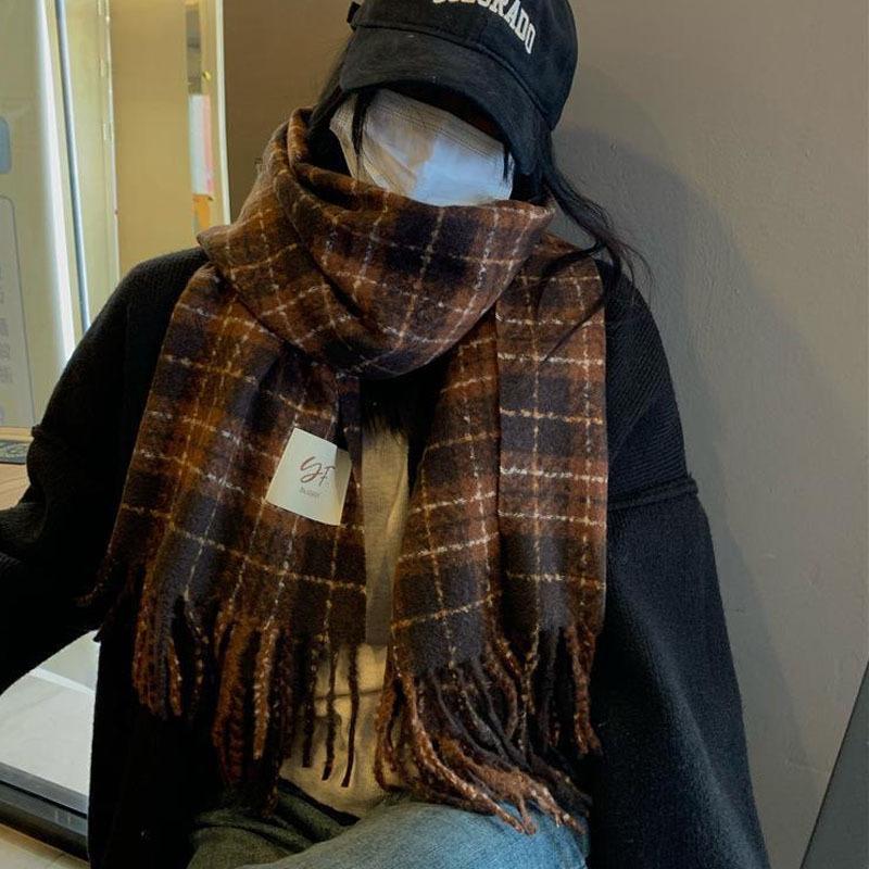 British Style Plaid Scarf Versatile Imitation Cashmere Scarf Shawl Advanced Sense Student Men'S And Women'S Scarf