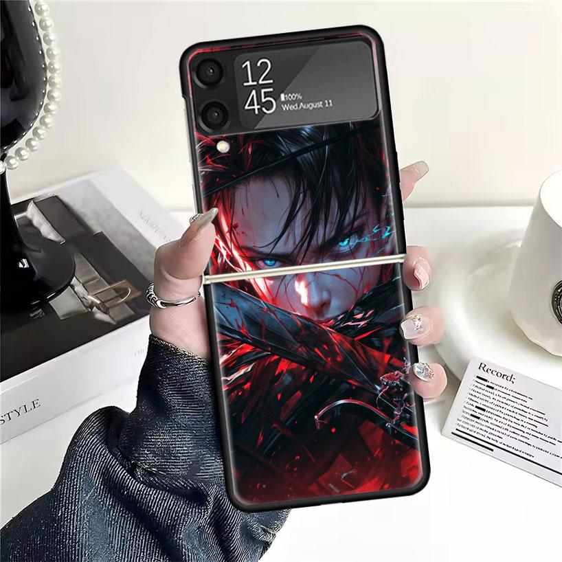A-Attack on T-Titan Levi Cases For Samsung Galaxy Z Flip 4 5 6 7 3 Z Flip7 Flip6 Flip4 Flip5 Flip3 5G Hard Shockproof Fundas Cov