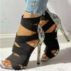 Women Pumps Snake Pattern High Heels Roman Pointed Toe Women's Shoes Back Zipper Thin Heel Sandals Fashion Elastic Casual Shoes