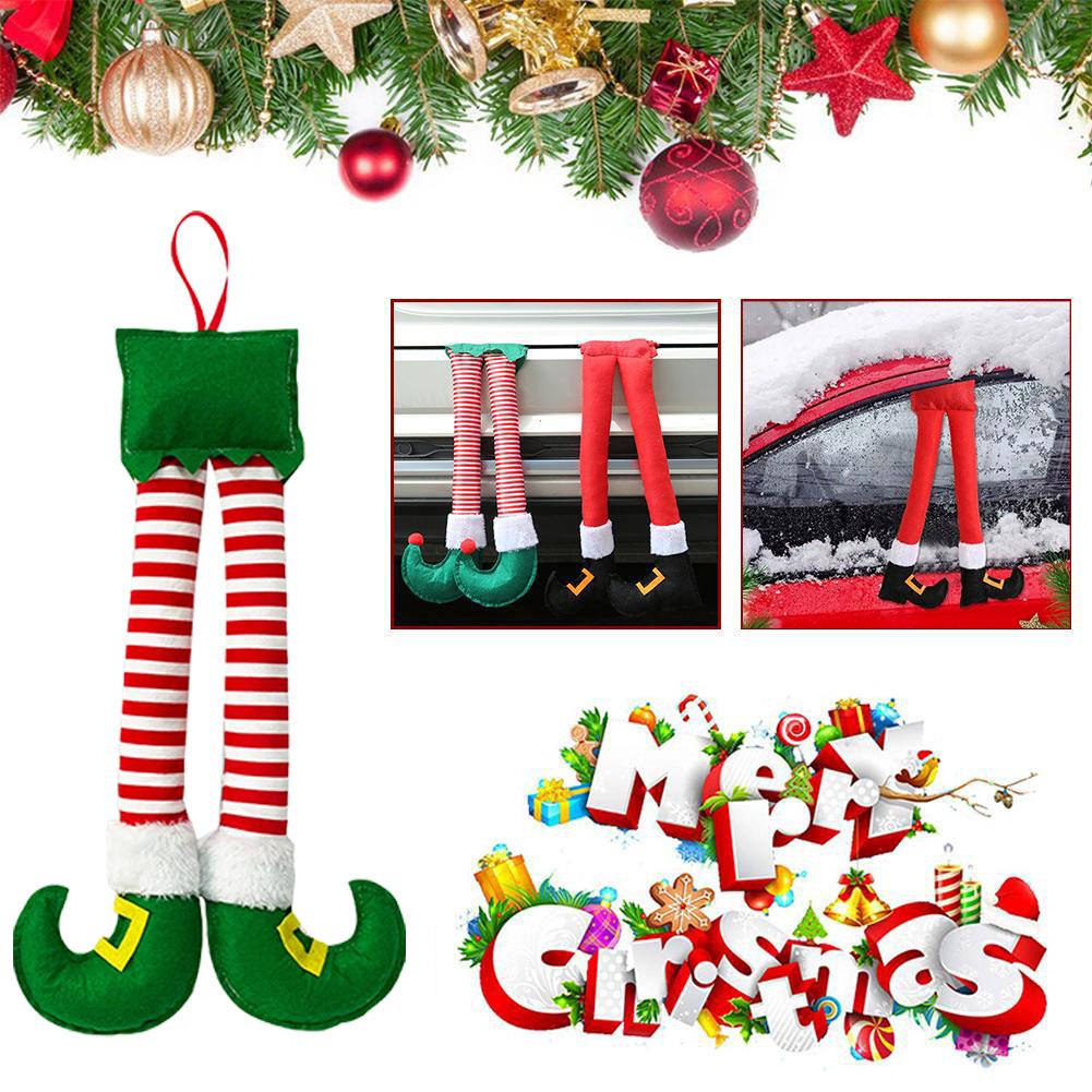 2025 New Year Christmas Elf Santa Legs Car Accessory Christmas Decor For Home Xmas Tree Pendants Auto Rear Trunk Door Leg D H3B1