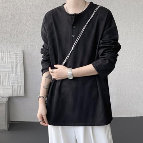 [Platilive] Men's Long-Sleeve Plain T-Shirt, Soft, Plus Sizes, Popular, Classic Long T-Shirt, Stylish Top, Comfortable, Streetwear, Sweatshirt, Underg